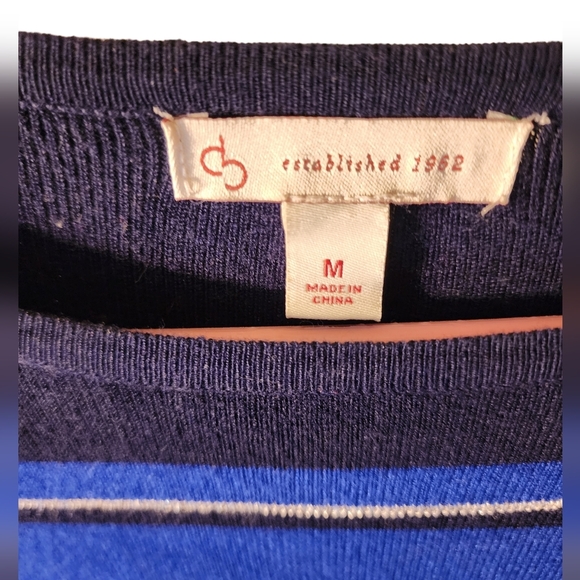 Dress Barn Blue Silver metallic stripe sweater Med - Picture 2 of 4